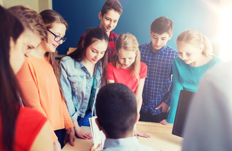 Middle School Teacher and Students